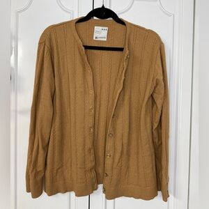OLD MONEY Romano Cable-Knit Cardigan Sweater - Camel Brown